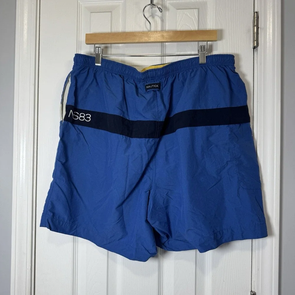 Nautica Swim Trunks Mens XL Blue Drawstring Waist‎ Pockets VTG